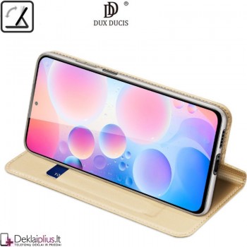 Dux Ducis dirbtinės odos atverčiamas dėklas - auksinės spalvos (telefonui Xiaomi Poco F3/Mi 11i)